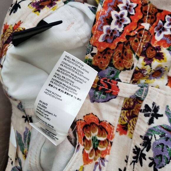 Pilcro Anthro The Cigarette High Rise Slim Straight Floral Jeans Stretch - Picture 12 of 13